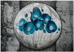 Tablou modular, Buchet de flori albastre pe un fundal gri