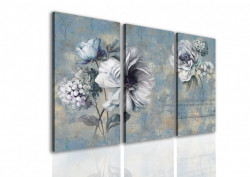 Tablou modular, Flori albastre abstracte.