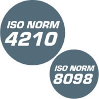 Respecta normativele ISO 4210 si ISO 8098