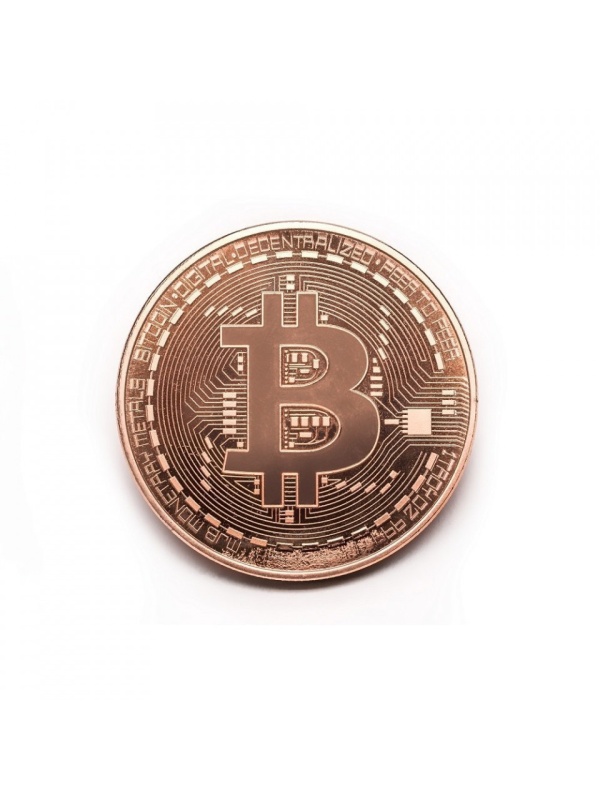 Moneda Suvenir Bitcoin Copper, diametru 40 mm, in cutie de plastic