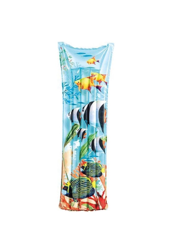 Saltea gonflabila Fashion, 183cm x 69cm, cu model Pesti, Albastra