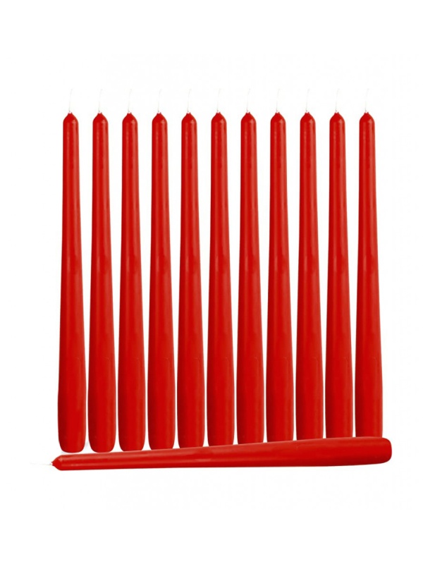 Set 12 bucati, lumanari pascale decorative, 250 x 23 mm, Rosu