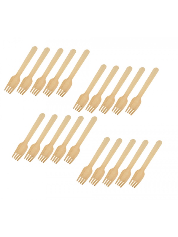 Set 20 bucati, furculite din lemn de bambus, 100% naturale