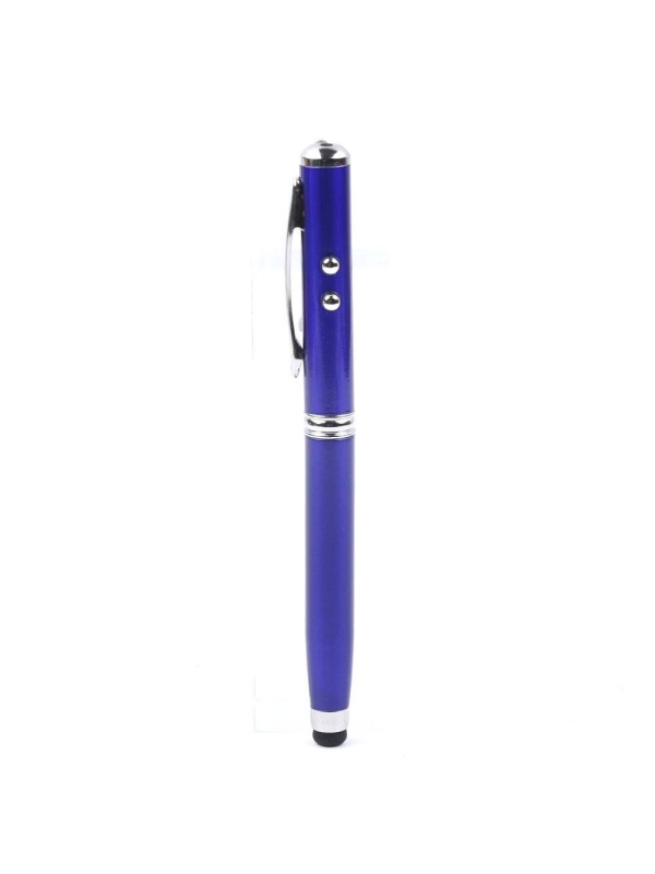 Stylus Pen albastru, cu 4 functii. Laser, Stylus, Lanterna si Pix