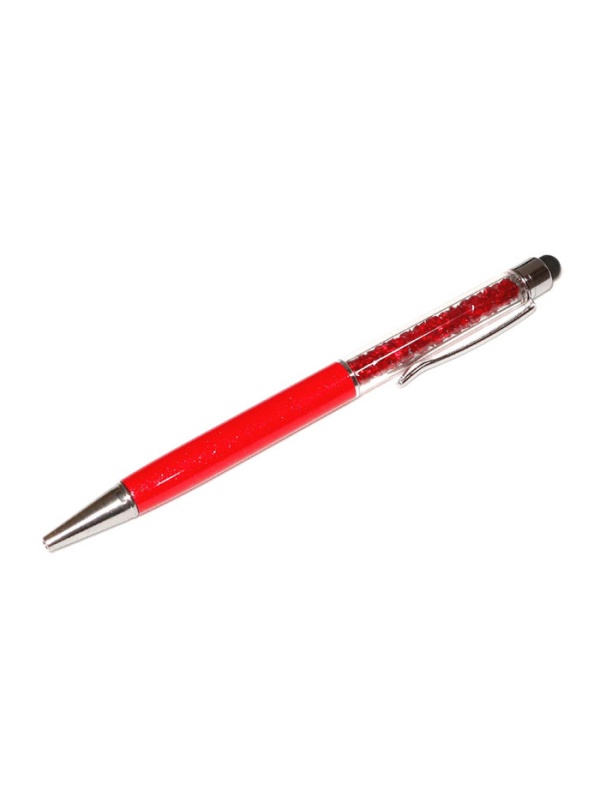 Touch pen cu pix incorporat, stylus rosu decorat cu Cristale