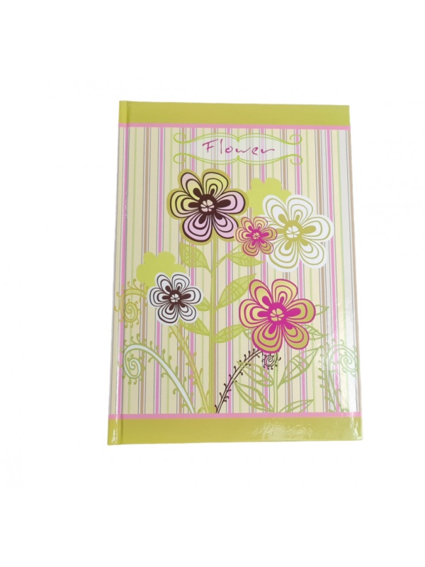 Block notes, MIXDesign, liniat dictando tip W, A5, 96 file, coperti cartonate, model flori, Galben