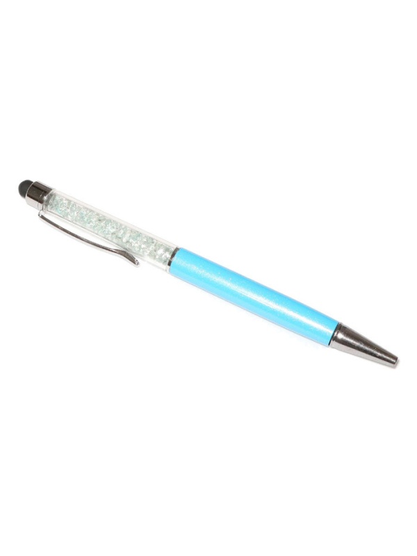 Stylus touch pen cu pix, decorat cu cristale, metalic, turquoise