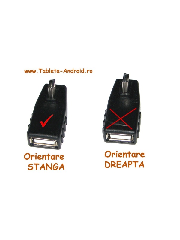 Adaptor OTG Mini USB la 90 grade - orientare spre Stanga