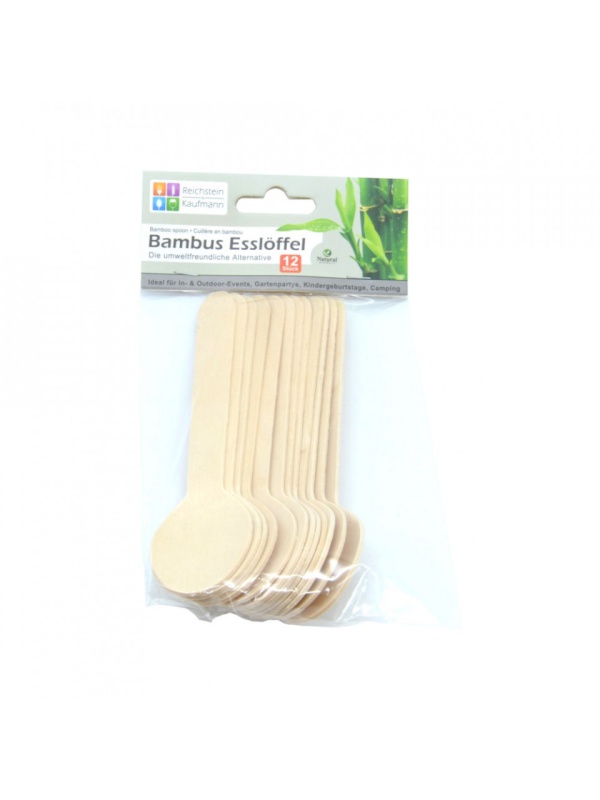 Set 12 bucati, linguri din lemn de bambus, 100% naturale