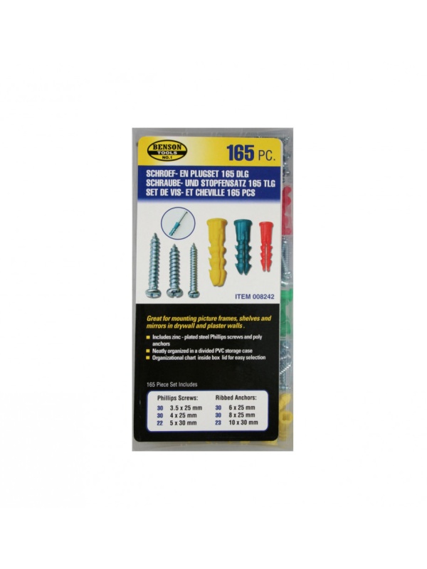 Set 165 piese, solsuruburi si dibluri din plastic, multicolor