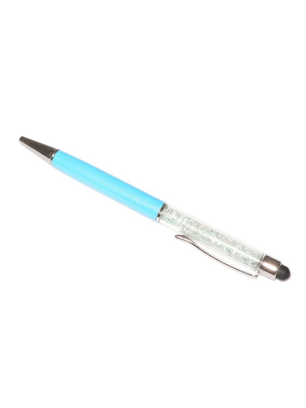 Touch pen cu pix incorporat, stylus turcoaz decorat cu Cristale