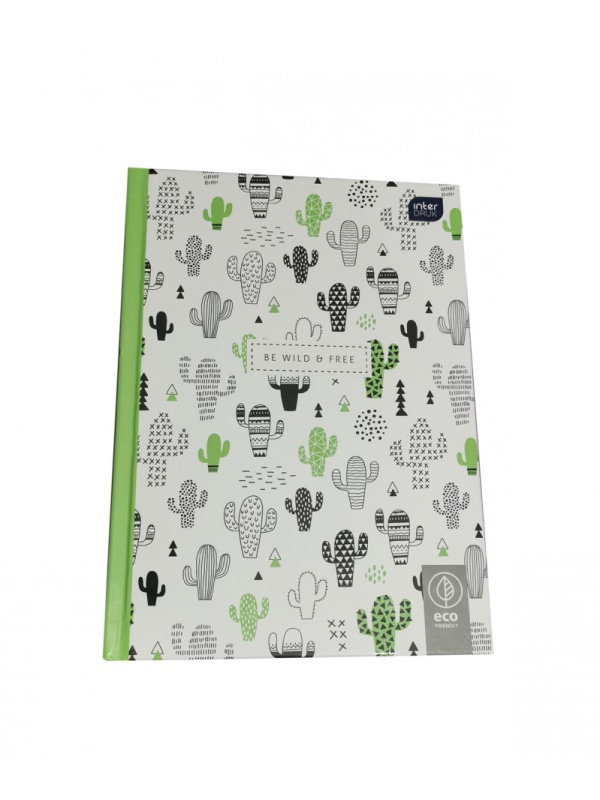 Caiet notite, Cactus, liniat matematica, A5, 96 file, coperti cartonate, Verde