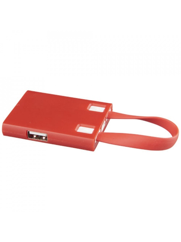 Hub USB 2.0 pentru tableta, 3 porturi USB, cablu cu mufa combo si adaptor Tip C, Rosu