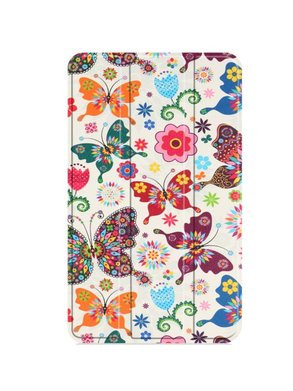 Husa Smart Cover tableta, pentru Nokia T10 8 inch 2022 model fluturi, alba