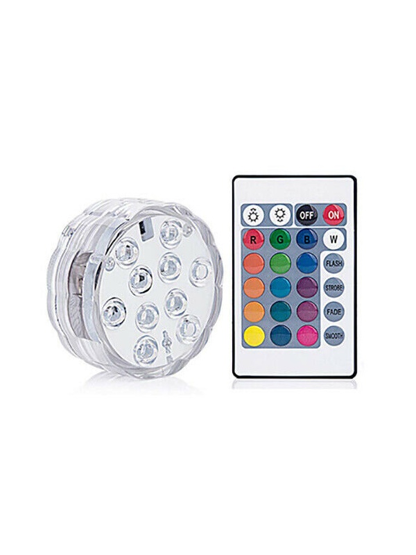 Lampa subacvatica cu 10 LED-uri, telecomanda, 15 culori, transparenta