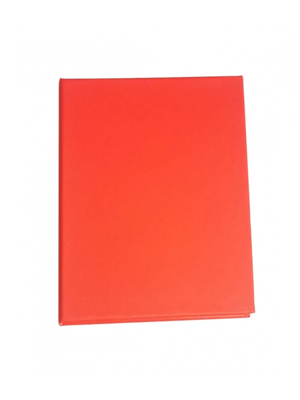 Carnetel cu notite adezive tip Post-it, coperta din carton gros, rosu coral