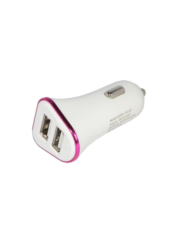 Incarcator auto - 5V 2400 mAh - cu 2 mufe USB - Alb