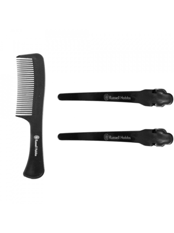 Set 3 bucati, Pieptan si doua cleme pentru par, Russell Hobbs, Negru