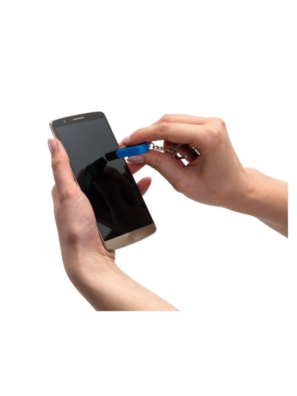 Stylus cu burete de curatare pentru touch screen, breloc, alb cu negru