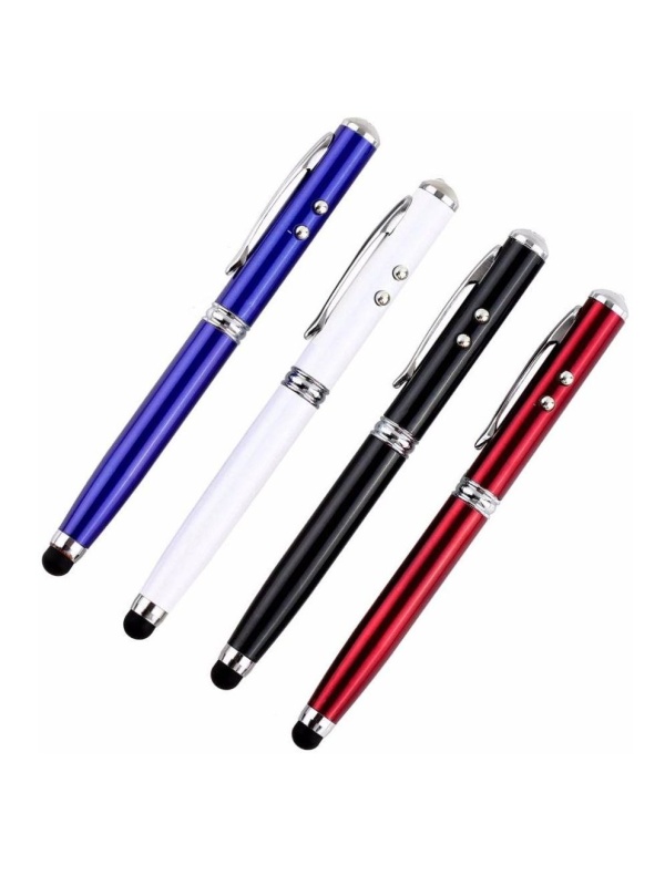 Stylus Pen albastru, cu 4 functii. Laser, Stylus, Lanterna si Pix