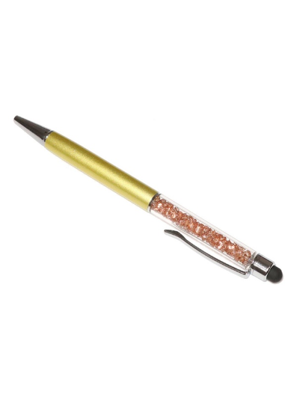Touch pen cu pix incorporat, stylus auriu decorat cu Cristale