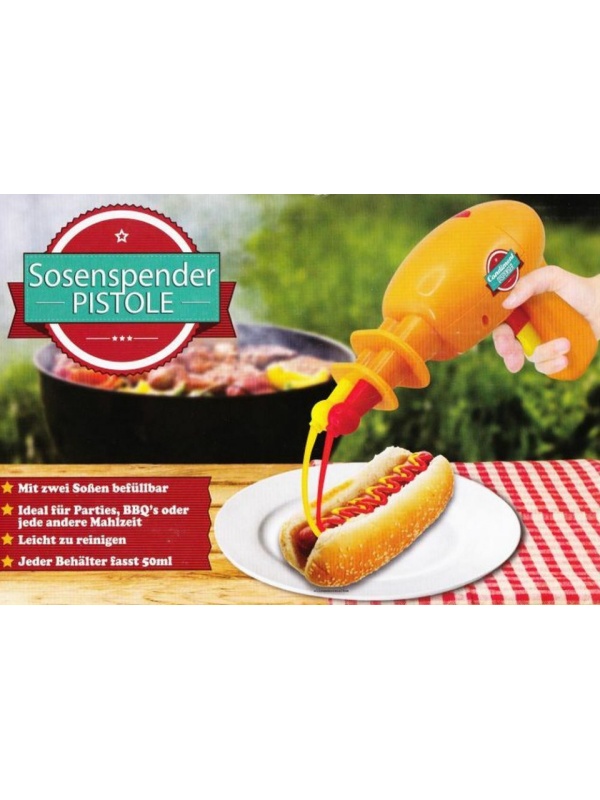 Pistol dozator pentru sosuri, doua compartimente, manual, Portocaliu