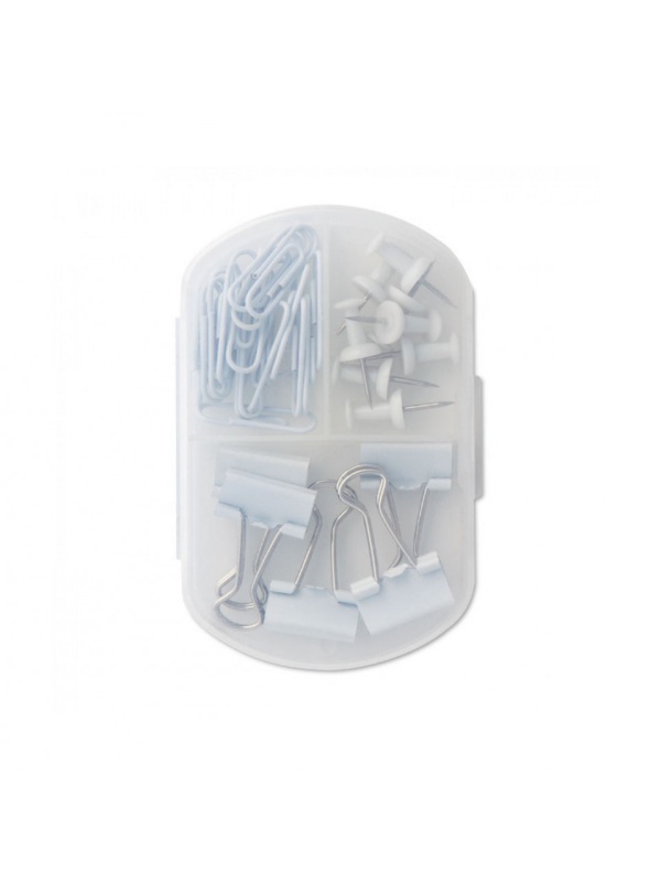 Set accesorii de birou in cutie, compartimentata, 33 piese, Alb