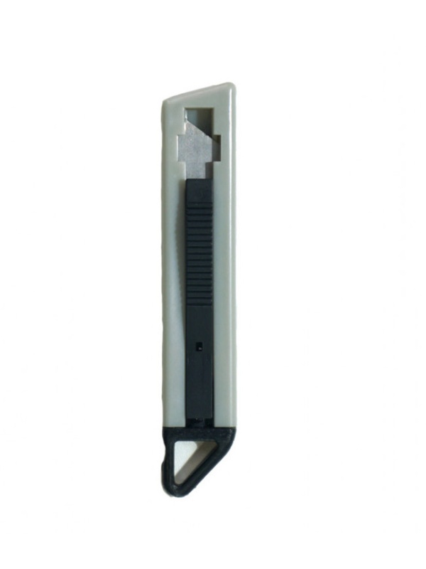 Cutter cu lama retractabila, pentru birou, 13 x 3 cm, Gri