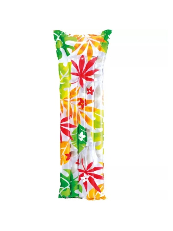 Saltea gonflabila Fashion, 183cm x 69cm, cu model Floral, Alba