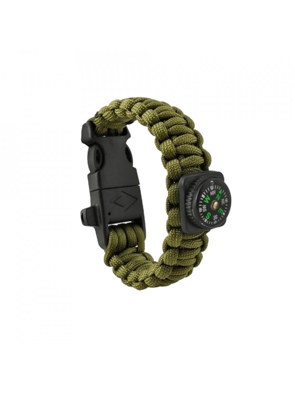 Bratara supravietuire din paracord cu patru unelte, GoldeCase, Verde