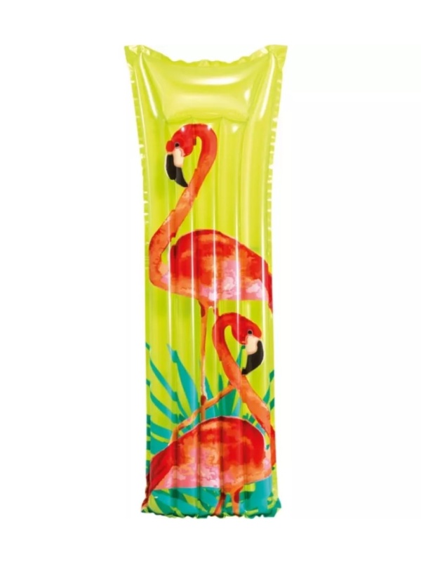 Saltea gonflabila Fashion, 183cm x 69cm, cu model Flamingo, Verde