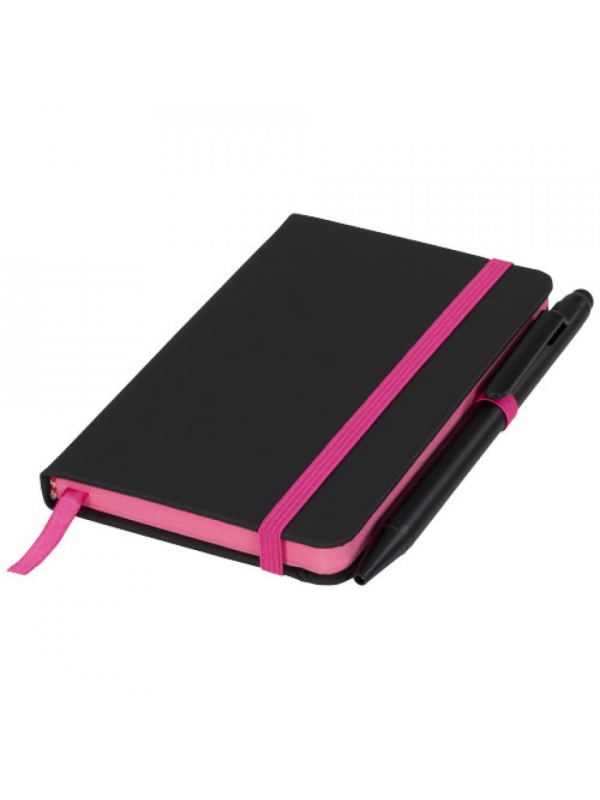 Set Agenda Dictando Noir A6, 96 file, coperti cartonate, si pix cu stylus pen, Roz