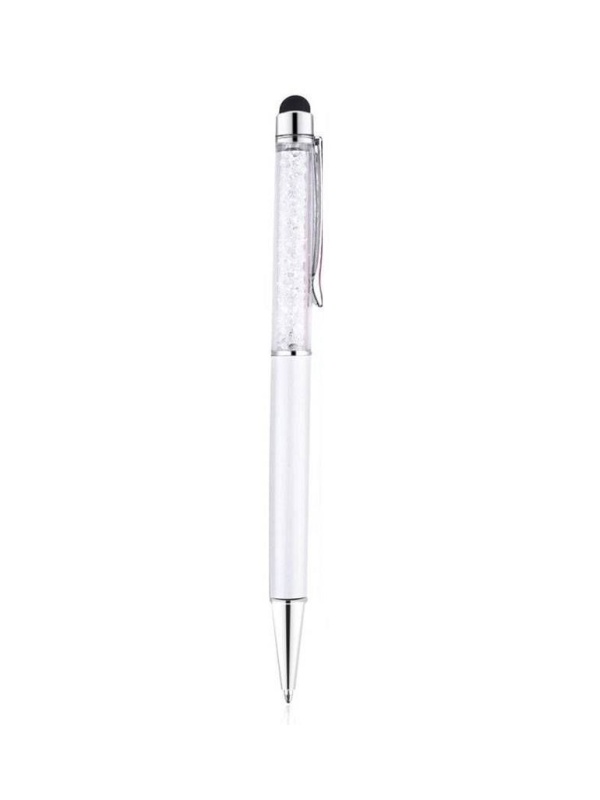 Stylus cu pix si Cristale decorative - Alb