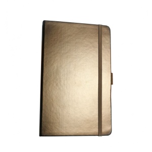Agenda A5 cu elastic si suport pentru pix, JournalBooks Gold, 96 file, dictando, Maro