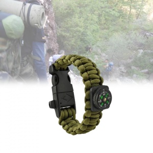 Bratara supravietuire din paracord cu patru unelte, GoldeCase, Verde