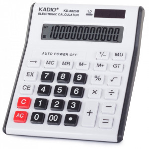Calculator de birou, taste mari 8x8mm, afisaj cu 12 cifre, incarcare solara, Alb