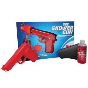 Dispenser pentru gel de dus, model pistol, cu suport cu ventuze, Rosu