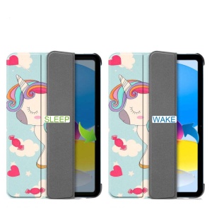 Husa Smart Cover tableta, pentru iPad 10 10.9 inch 2022 model unicorn, albastru deschis