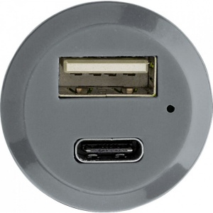 Incarcator Auto mic, cu USB si USB C, 5v 3A, Gri