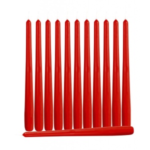Set 12 bucati, lumanari pascale decorative, 250 x 23 mm, Rosu