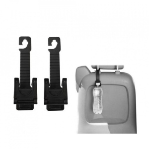 Set 2 bucati, suport auto pentru bauturi si pungi, fixare la tetiera, Negru