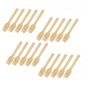 Set 20 bucati, furculite din lemn de bambus, 100% naturale