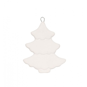 Set de Craciun, Ornamente tip bradut din ceramica cu penson si trei vopsele