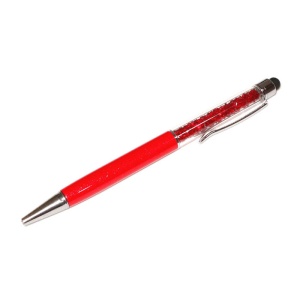 Touch pen cu pix incorporat, stylus rosu decorat cu Cristale