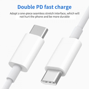 Cablu de incarcare OUTOS 2.1A, USB C catre USB-C, 100cm, Alb