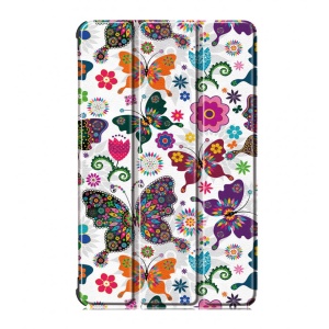 Husa smart cover tableta, pentru Lenovo Tab M8 TB-8705 (3rd Gen) 8 inch, model fluturi, alb