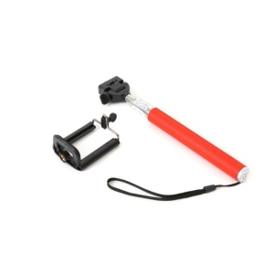 Prelungitor Selfie stick, pentru telefoane si aparate foto digitale, Rosu