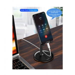 Suport de birou pentru telefon, USAMS, talpa antialunecare, unghi reglabil, negru