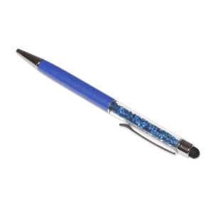 Touch pen cu pix incorporat, stylus albastru decorat cu Cristale