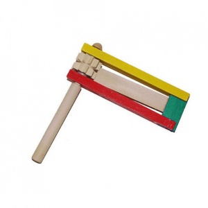Zornaitoare din lemn cu doua palete pentru incurajarea echipelor la meciuri, multicolor